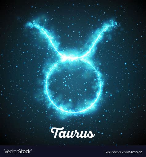 Vector Abstract Zodiac Sign Taurus On A Dark Blue Background Of The