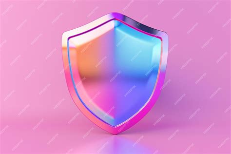 Premium Photo A Shiny Metal Shield With A Pink Background And A Blue