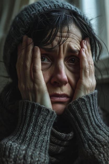 Premium Photo A Woman Holding Her Hands To Her Face