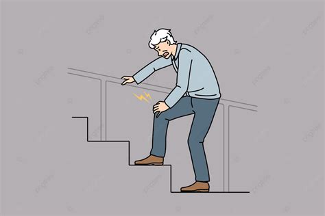 Old Man Walking Vector Png Images Unhealthy Old Man Walk Stairs Up