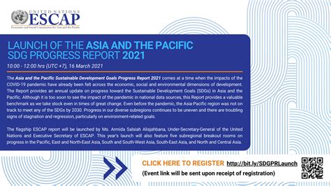 Launch Of The Asia And The Pacific SDG Progress Report 2021 ESCAP