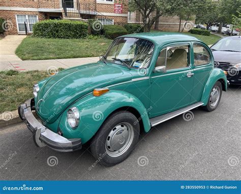 Vintage Green Volkswagen Beetle Parked In Washington Dc Editorial Stock