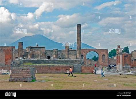 Italy Ancient Roman City Of Pompeii From The Forum Facing Temple Of