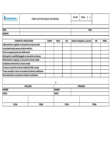 Check List Trabajos Con Soldadura Pdf Document