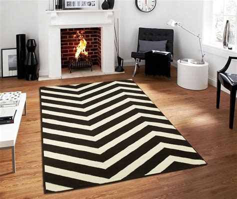 Large Chevron Black White Zig Zag Area Rugs Kitchen Dining Living