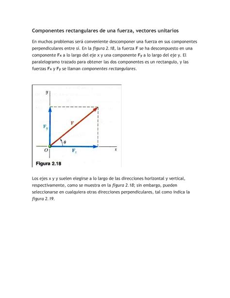 Componentes Rectangulares De Una Fuerza En La Figura La