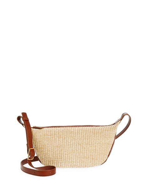 Madewell The Sling Raffia Leather Crossbody Bag In Natural Lyst