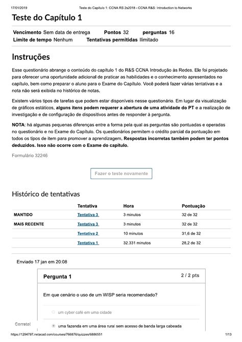 Teste Cap Tulo Ccna Cisco Routing E Switching Ccna Cisco