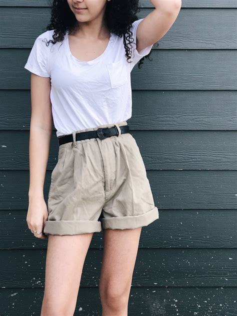 Vintage High Rise Shorts Khakis Shorts Pleated Shorts Etsy