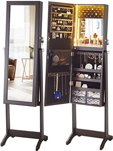 Amazon Nafort Lockable Mirror Jewelry Armoire Organizer With