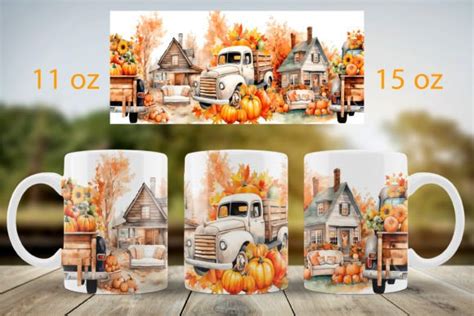 Fall Mug Wrap Design Pumpkin Truck Mug Graphic By Ksenia Shuneiko