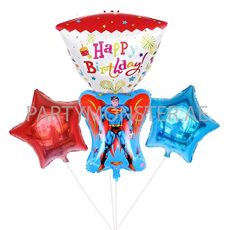 Superman Birthday Balloons Bouquet Partymonsterae