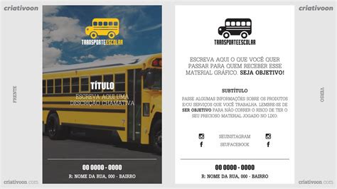 Flyer Panfleto Transporte Escolar Grátis E Vetor Youtube