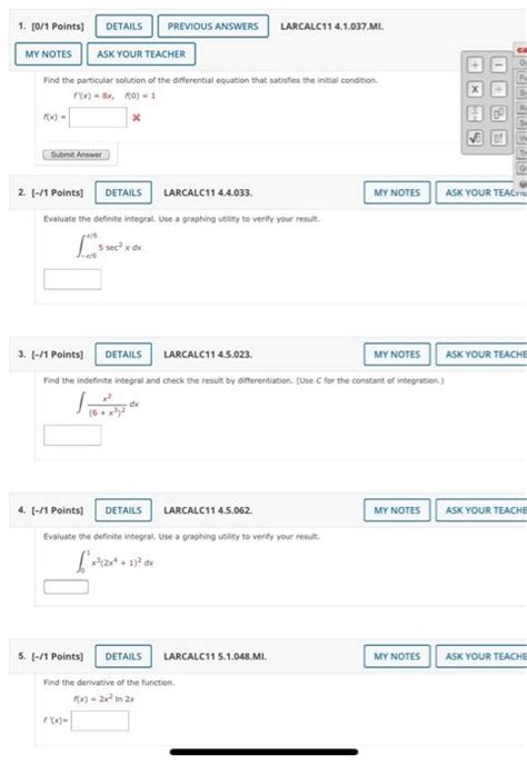 Solved 1 0 1 Points DETAILS PREVIOUS ANSWERS LARCALC11 Chegg