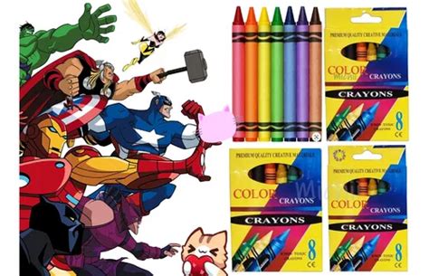 Libro Colorear Super Heroes Cajitas Crayones Meses Sin