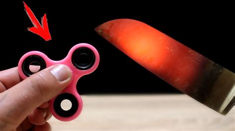 Experiment Glowing Degree Knife Vs Fidget Spinner Toy Youtube