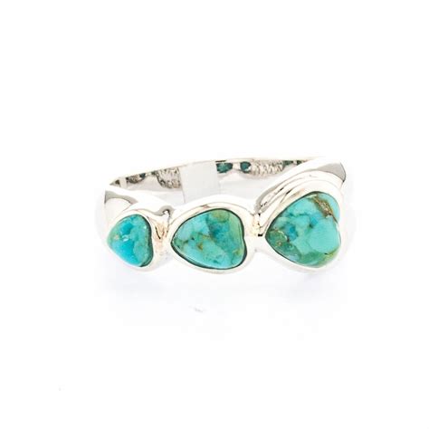 Sterling Silver Heart Shaped Turquoise Band Ring Size 8 | Property Room
