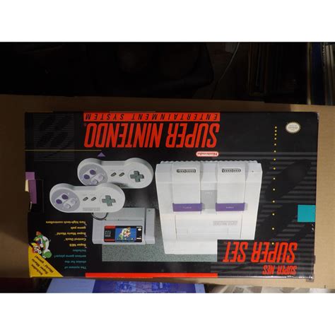 super nintendo system snes console box styrofoam poster tv cables