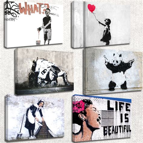 Banksy Prints/set of 6 New Frames/ Printed on Canvas and - Etsy UK