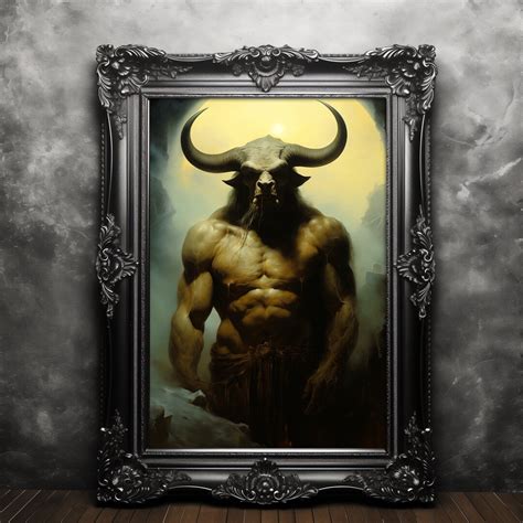 Minotaur Warrior Fine Art Print, Greek Myth Monster, Fantasy Bull Wall ...