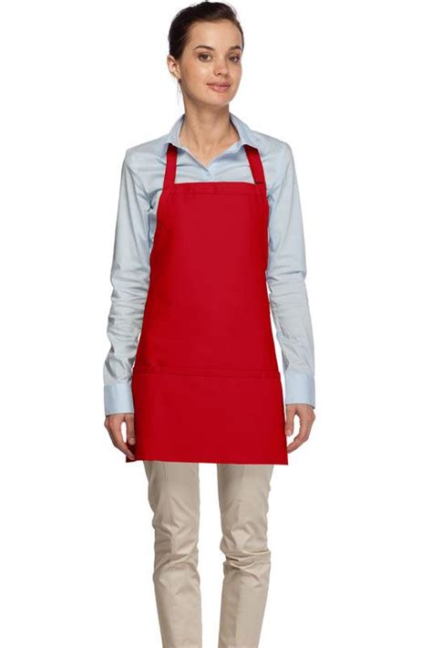 Red Deluxe Deluxe Bib Adjustable Apron 3 Pockets Apronwarehouse