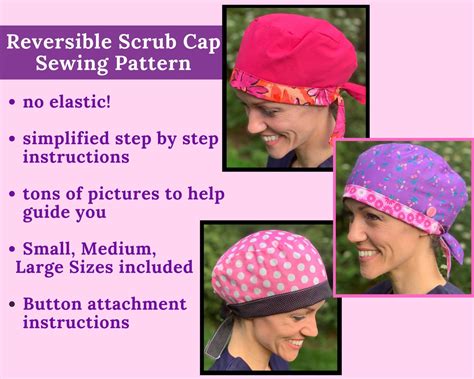 Scrub Hat Pattern Pdf Reversible Scrub Cap Sewing Pattern Etsy