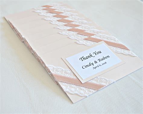 Blush Lace Wedding Thank You Cards Blush Wedding Thank You Etsy