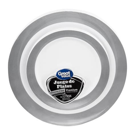 Juego De Platos Great Value Premium Desechables 12 Pzas Walmart