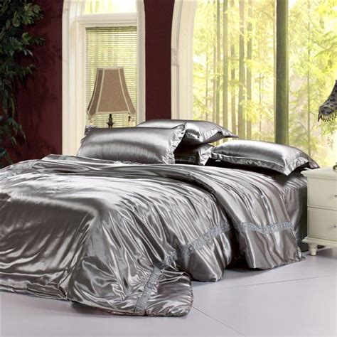 Silver Comforter Silver Grey Satin Bedding Bed Linens Luxury