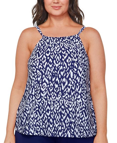 Island Escape Plus Size Cali Printed Tankini Top Created For Macys