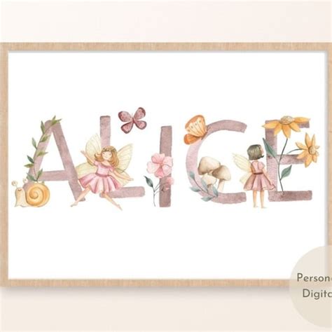 Floral Name Nursery Printable Personalized Baby Girl T Etsy