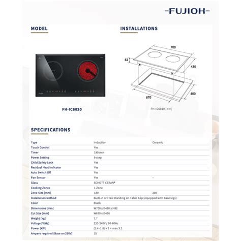 Fujioh Fh Ic Zone Built In Combi Ceramic And Induction Hob Asia