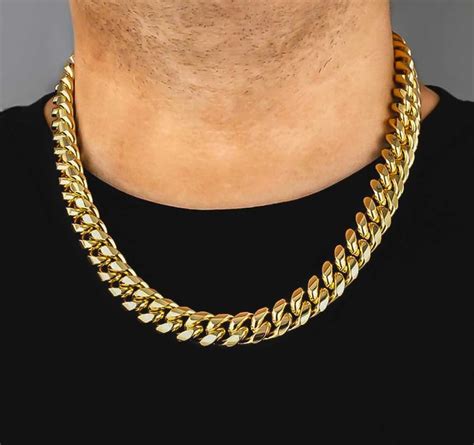 14k Gold Cuban Chain Link 14mm Etsy