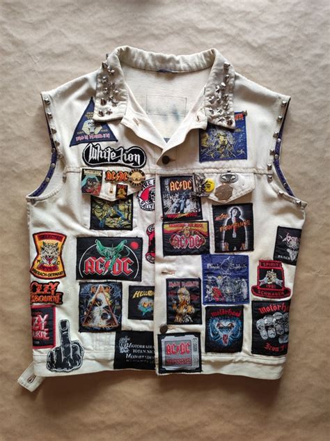 S Patched Vest Iron Maiden Ac Dc Metallica Dio Gem