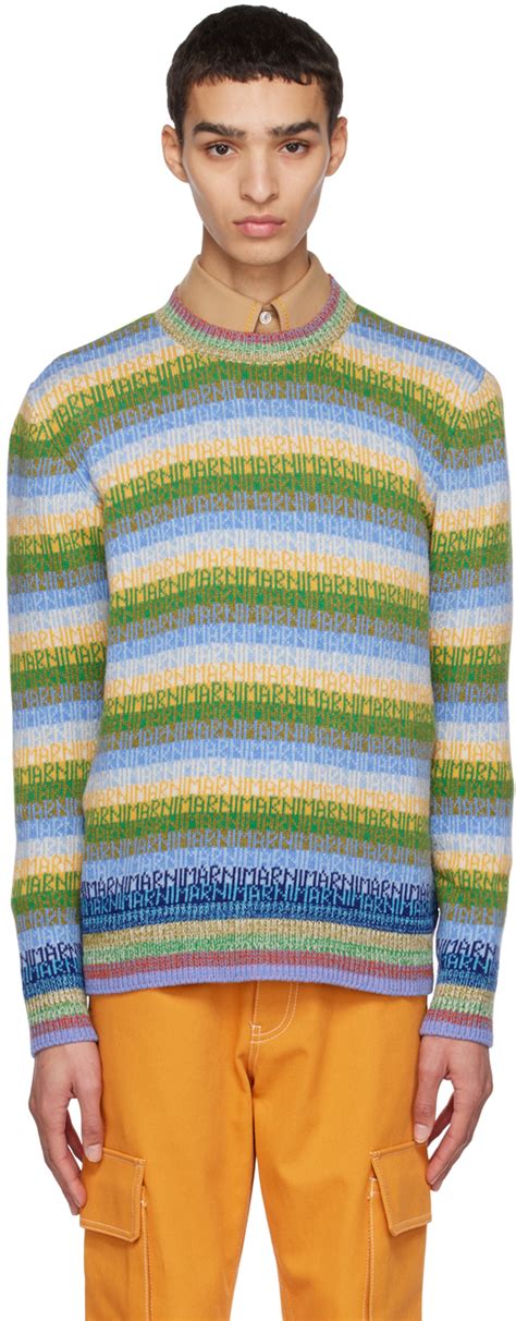 Marni Blue Striped Sweater SSENSE Canada