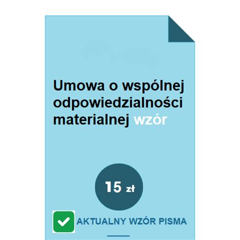 Umowa O Wsp Lnej Odpowiedzialno Ci Materialnej Wz R Pobierz