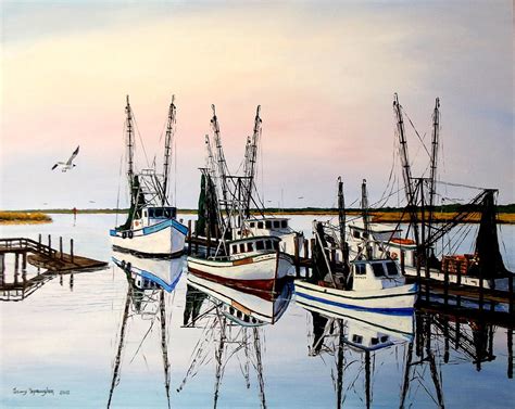 The Fleets In For The Day Painting By Jerry Spangler Fine Art America