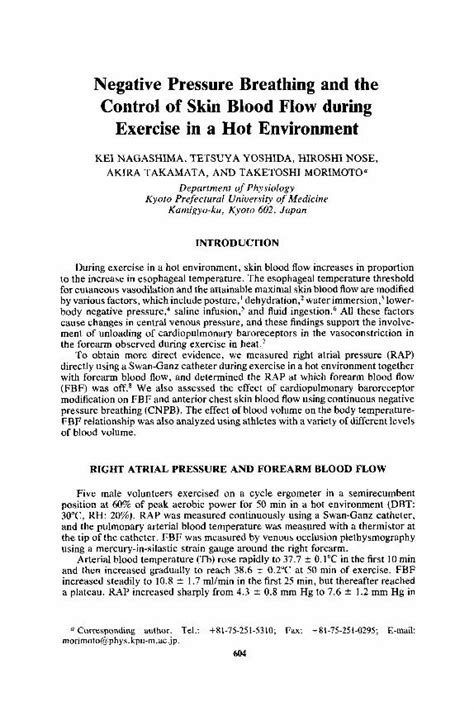 (PDF) Negative Pressure Breathing and the Control of Skin Blood Flow ...