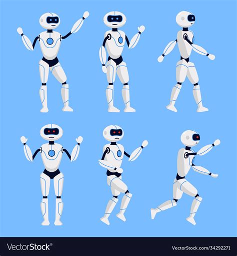 robot animation set   blue background vector image