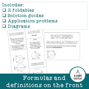 Inscribed Angles And Quadrilaterals Foldable By Algebra Einstein