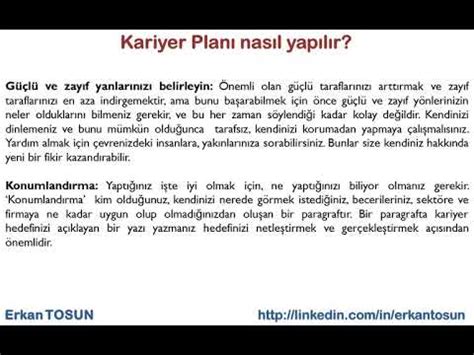 Kariyer Planı nasıl yapılır YouTube