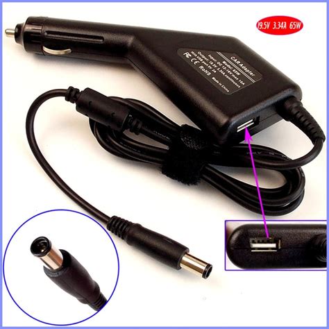 19 5V 3 34A 65W Laptop Car DC Adapter Charger USB 5V 2A For Dell