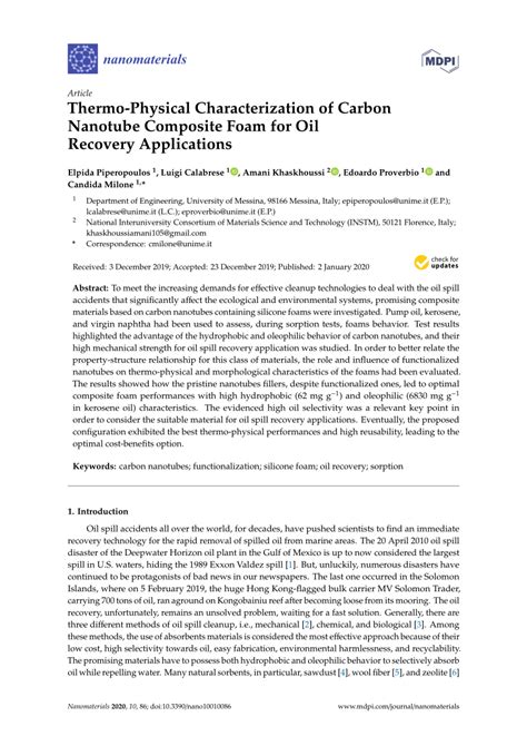 Pdf Thermo Physical Characterization Of Carbon Nanotube Composite