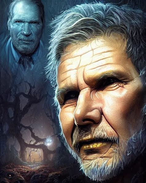 Lovecraft Biopunk Portrait Of Harrison Ford By Tomasz Stable