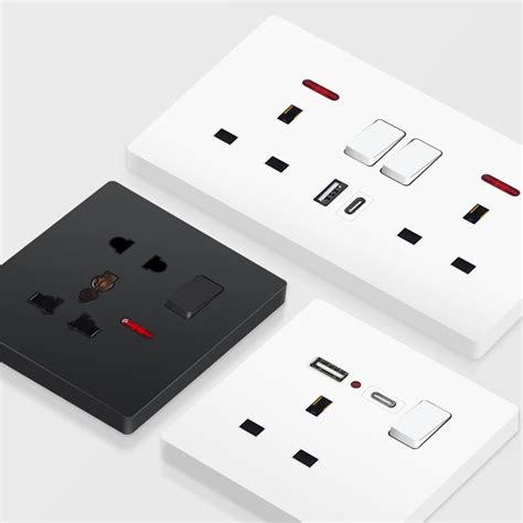 VISWE UK Standard Socket With Switch USB Type C 1 2 3gang 2way Switch