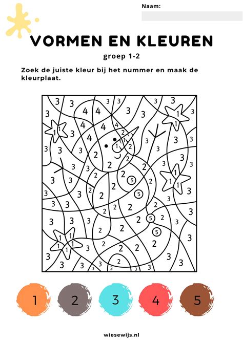 Werkblad Kleuren Op Nummer Groep 1 2 Thema Winter Wiesewijs