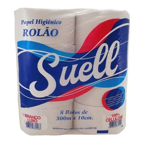 Papel Higienico Rolão Branco Luxo Suell 8x300m Higiene limpeza e