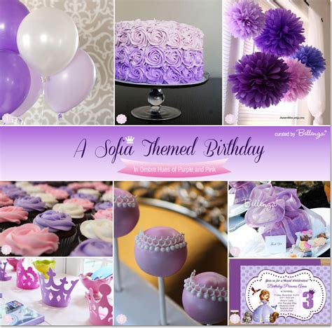 Sofia Themed Birthday Party Ideas In Ombre Hues Of Purple And Pink