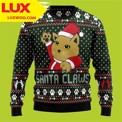 Cat Santa Claws Christmas Cat Ugly Christmas Sweater