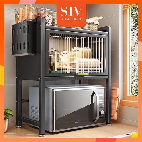 SIV 2 Layer Tingkat Expandable Adjustable Microwave Cabinet Rack